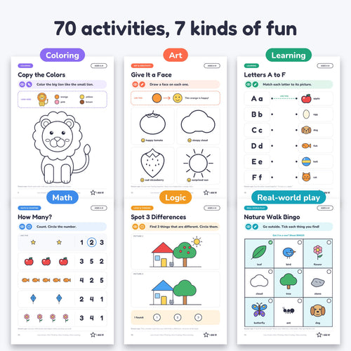 Think Create Learn: 70 Screen-Free Activities for Ages 4 to 6 (Printable PDF)